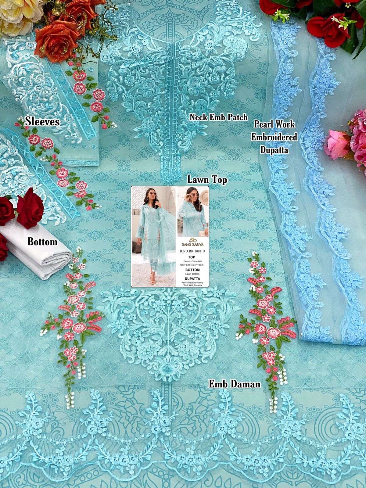 Rang Rasiya Maria B  Heavy Embroidered Patches Pakistani Suits On Wholesale
