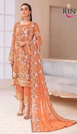 Rinaz Ramsha Vol 11 Pakistani Suits  Fox Jorjet with Heavy Embroidery & Diamond Work On Wholesale