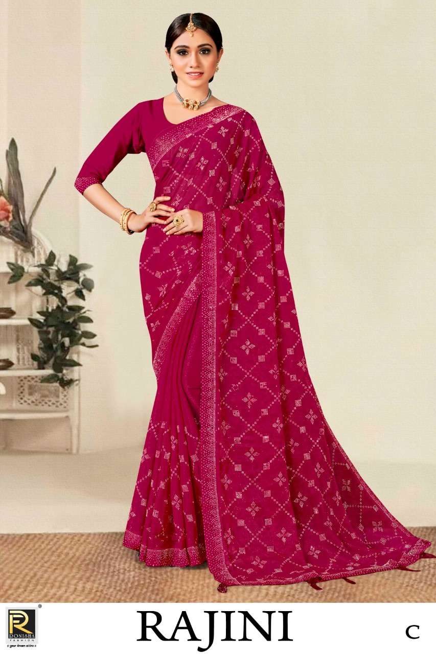 Ronisha Rajini Simmer Siroski Diamond Designer Saree Collection On Wholesale