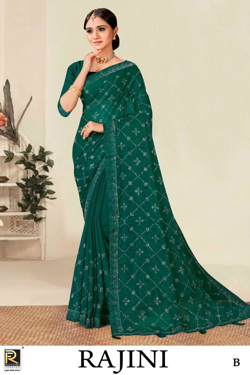 Ronisha Rajini Simmer Siroski Diamond Designer Saree Collection On Wholesale