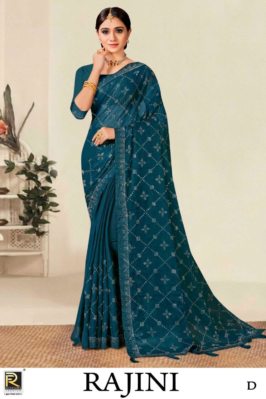 Ronisha Rajini Simmer Siroski Diamond Designer Saree Collection On Wholesale