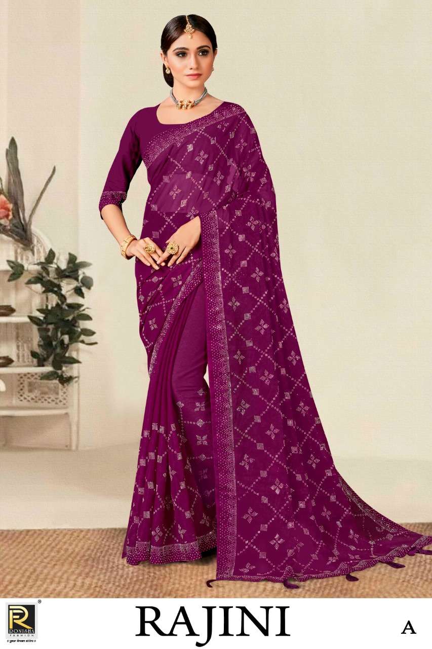 Ronisha Rajini Simmer Siroski Diamond Designer Saree Collection On Wholesale