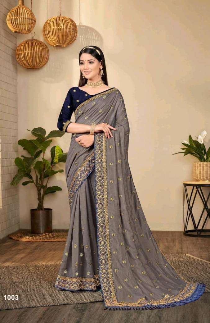 Ronisha Soni Kudi Embroidered Saree On Wholesale