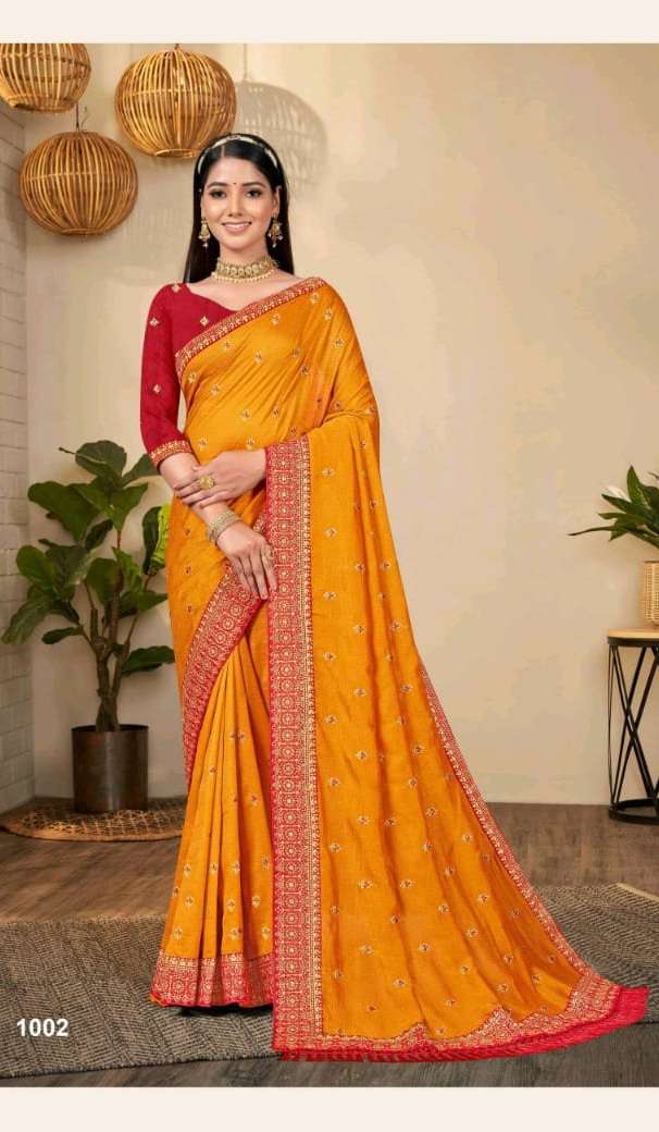 Ronisha Soni Kudi Embroidered Saree On Wholesale
