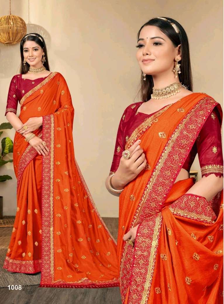 Ronisha Soni Kudi Embroidered Saree On Wholesale