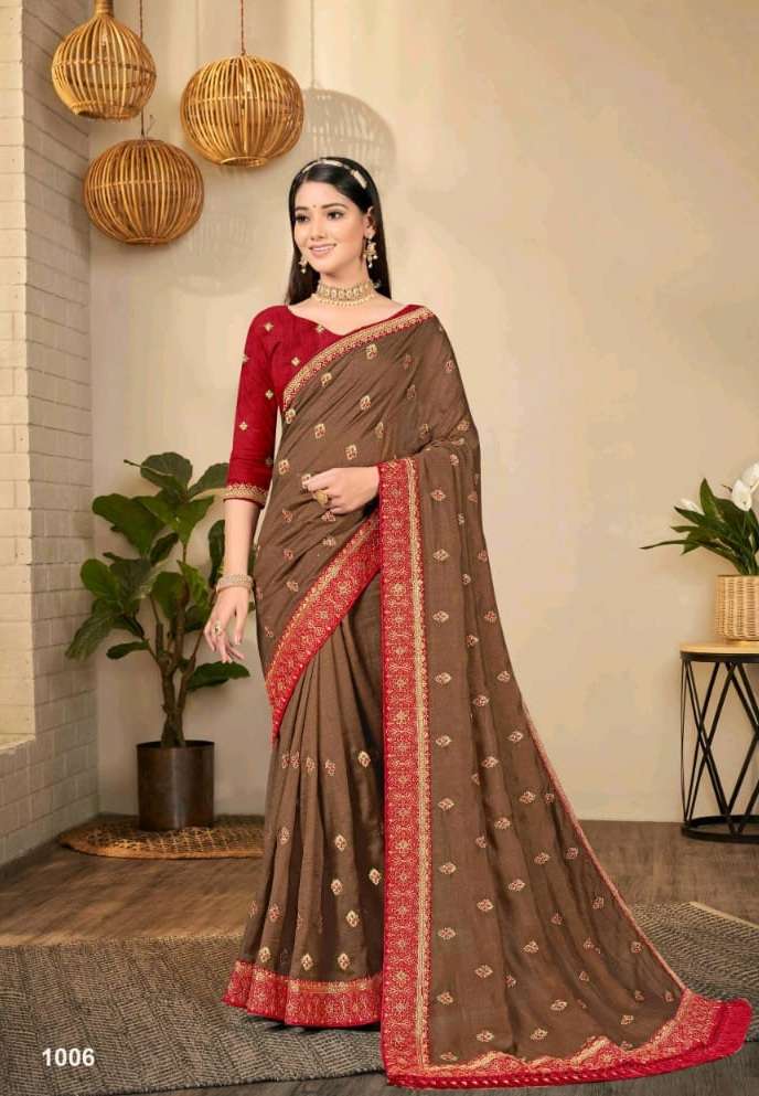 Ronisha Soni Kudi Embroidered Saree On Wholesale