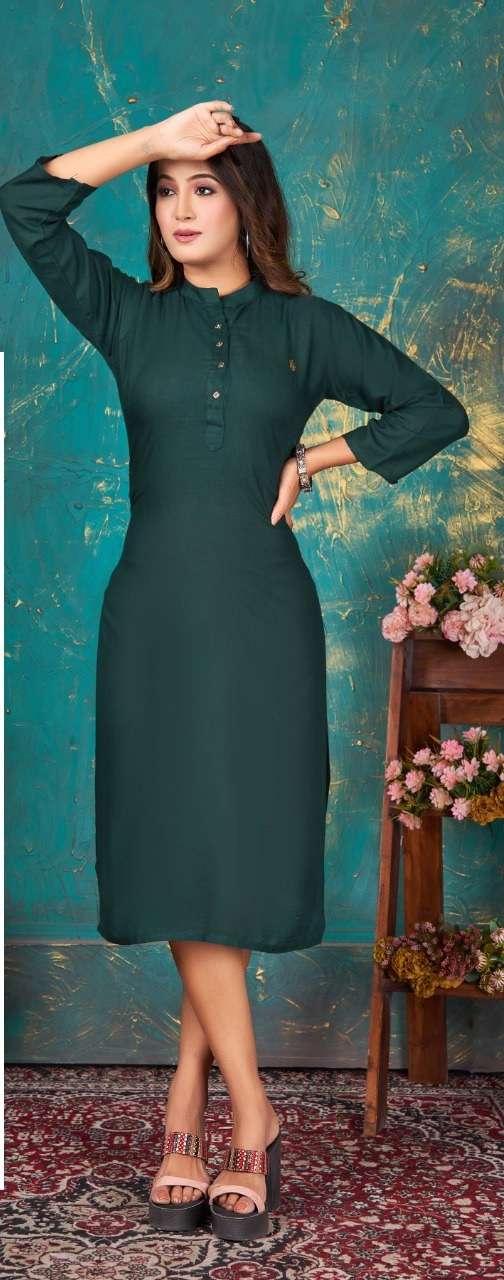Rung TUTY FROOTY VOL 12 Straight Kurti On Rayon With Wholesale 