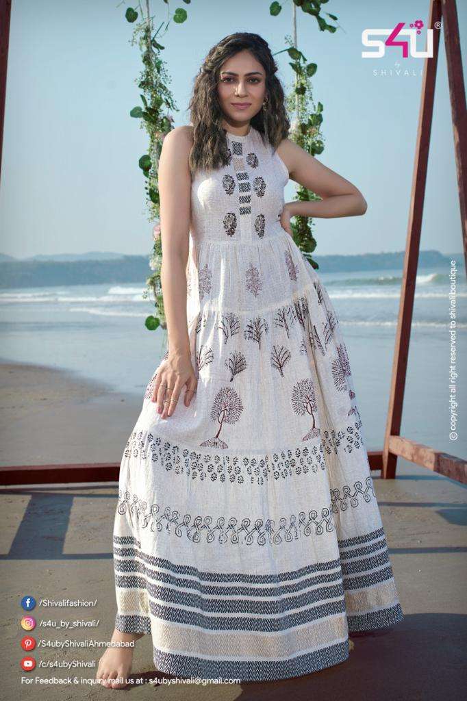 S4U Flairy Tales Handloom Midi Gowns  Fit & Flare On Wholesale