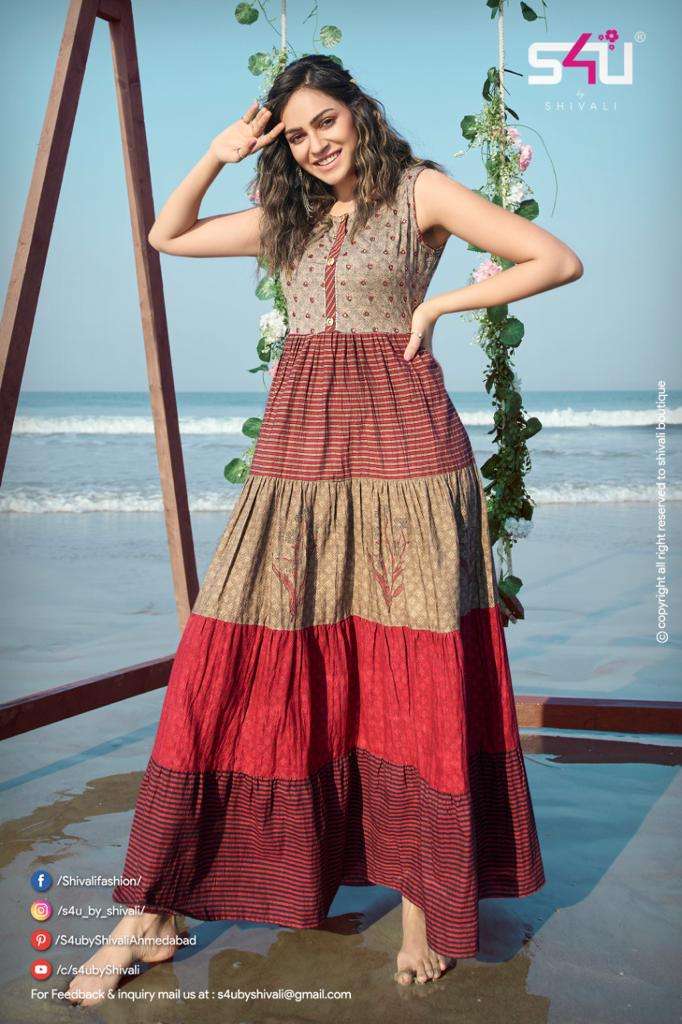 S4U Flairy Tales Handloom Midi Gowns  Fit & Flare On Wholesale