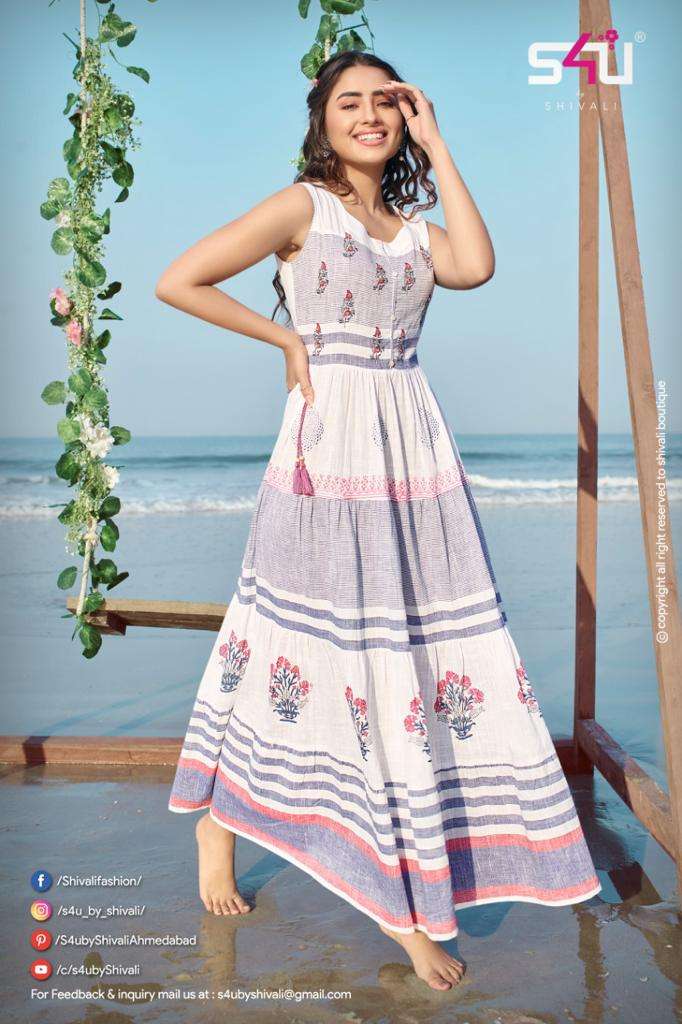 S4U Flairy Tales Handloom Midi Gowns  Fit & Flare On Wholesale