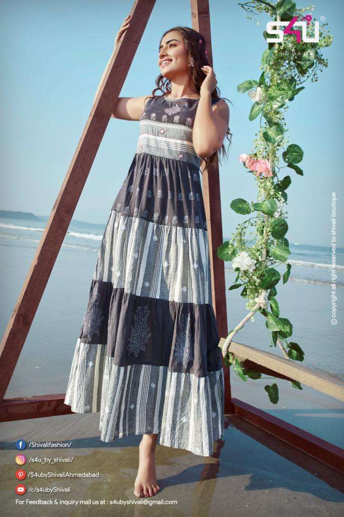 S4U Flairy Tales Handloom Midi Gowns  Fit & Flare On Wholesale
