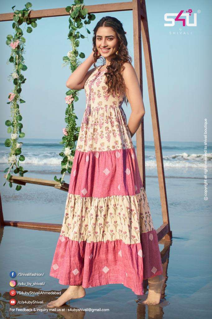 S4U Flairy Tales Handloom Midi Gowns  Fit & Flare On Wholesale