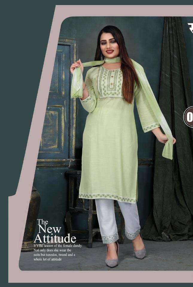 Sabhayta Beauty Queen Heavy Sequence Work Kurti With Pant & Silk Dupatta On Wholesale