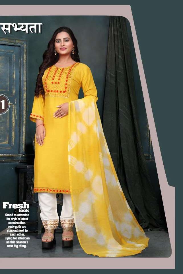 Sabhayta Beauty Queen Heavy Sequence Work Kurti With Pant & Silk Dupatta On Wholesale