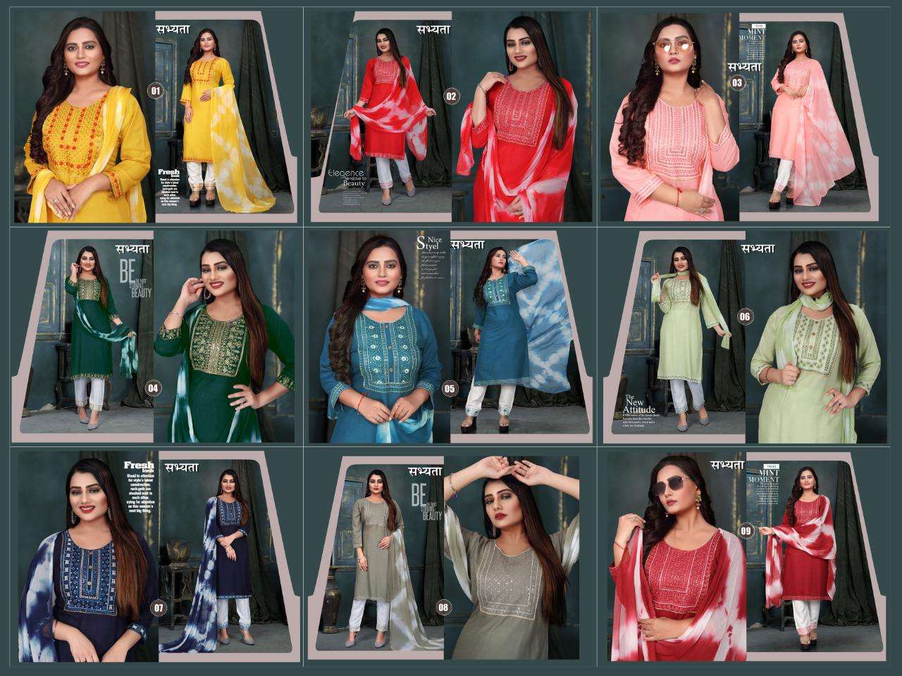 Sabhayta Beauty Queen Heavy Sequence Work Kurti With Pant & Silk Dupatta On Wholesale