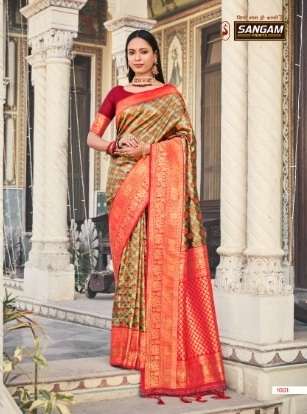 Sangam Prints Festive Rajpari Kanjeevaram Silk Saree On Wholesale
