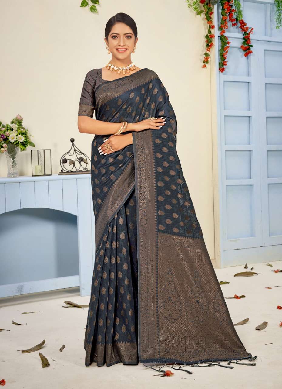 Sangam Prints Royal Cotton Saree on Woven Work On Wholesale