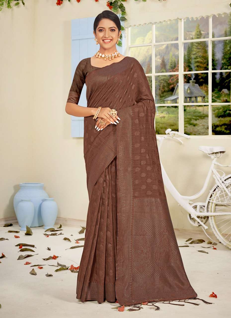 Sangam Prints Royal Cotton Saree on Woven Work On Wholesale