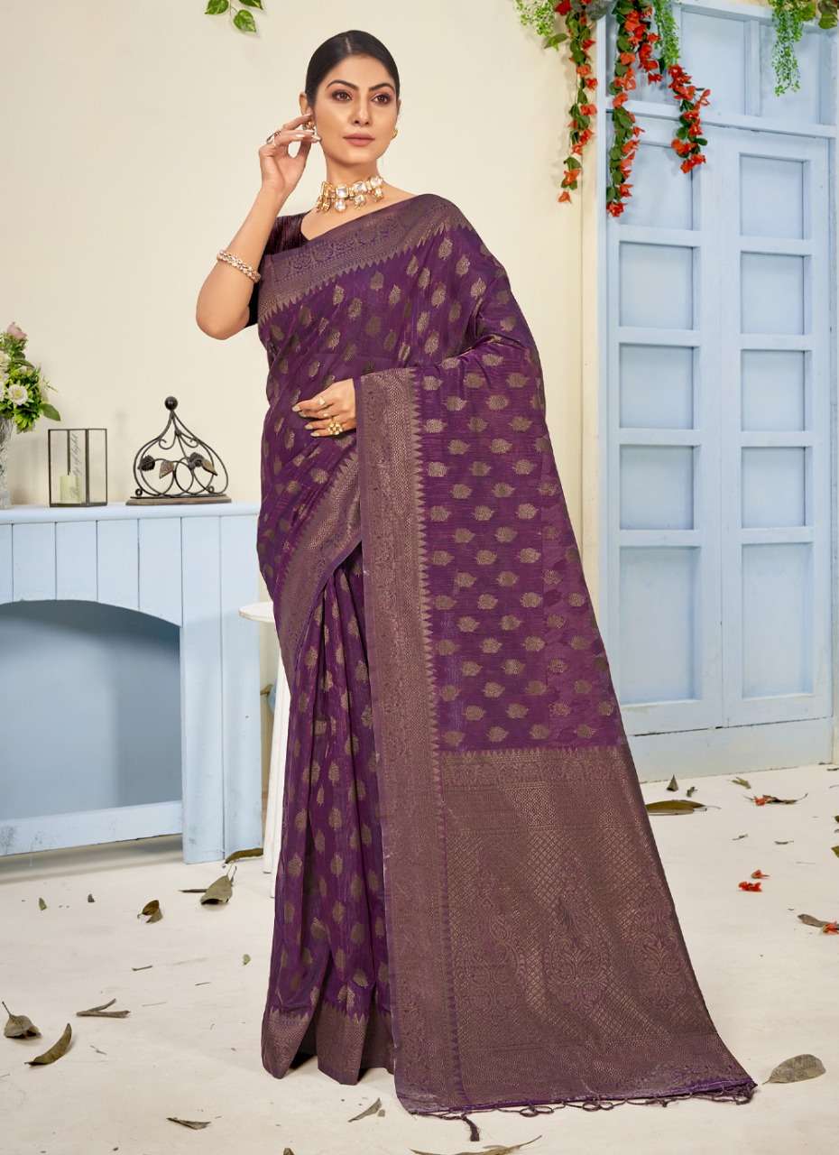 Sangam Prints Royal Cotton Saree on Woven Work On Wholesale