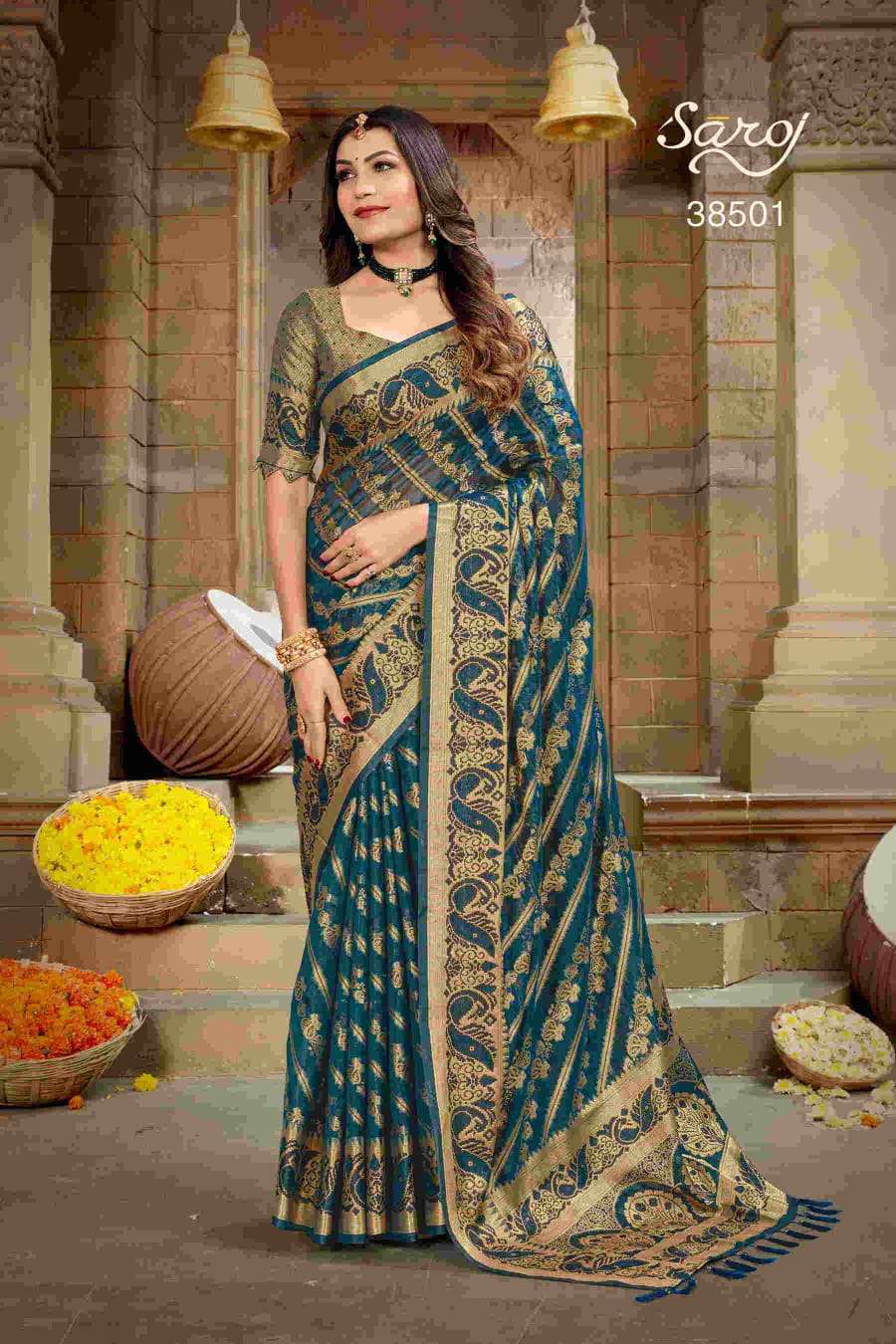 Saroj Maahi Festival Wear Organza Saree Collection On Wholesale 