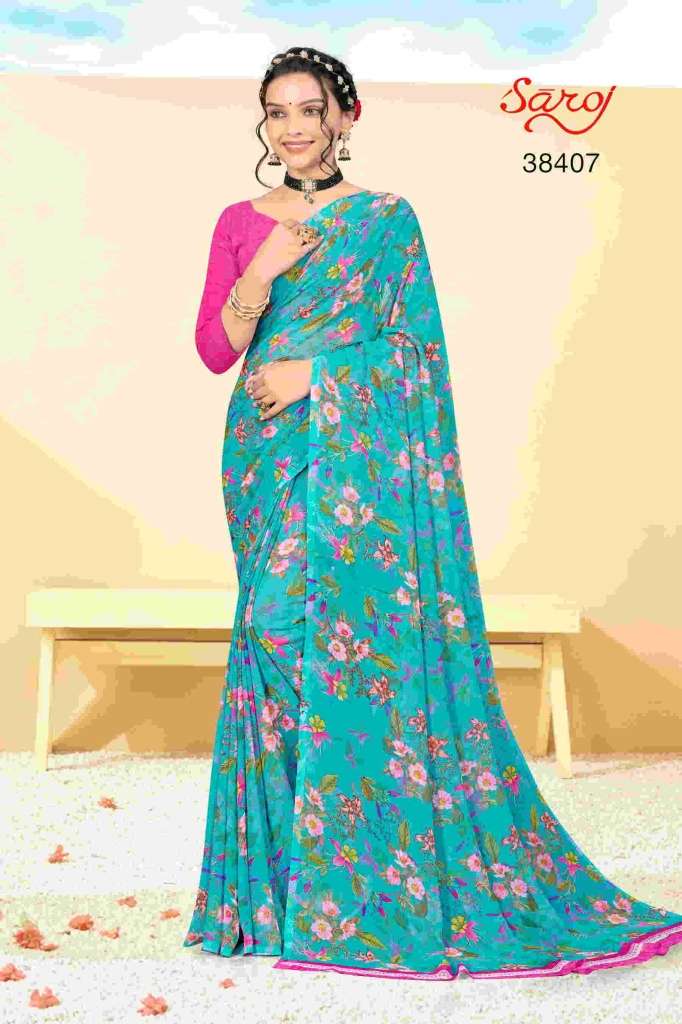 Saroj Spring Georgette vol 5 Regular Wear Georgette Saree On Wholesale
