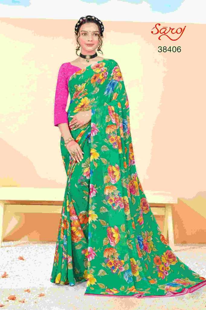 Saroj Spring Georgette vol 5 Regular Wear Georgette Saree On Wholesale
