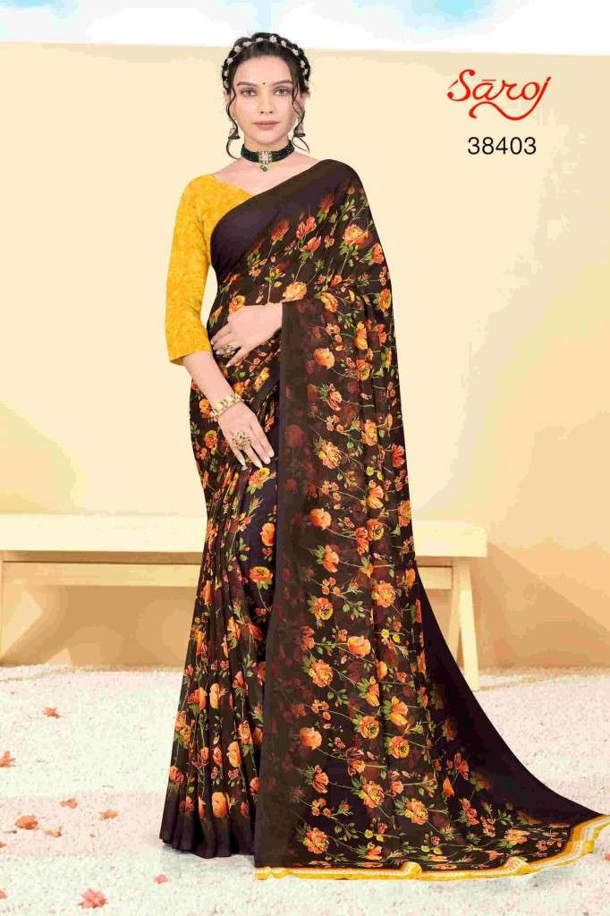 Saroj Spring Georgette vol 5 Regular Wear Georgette Saree On Wholesale