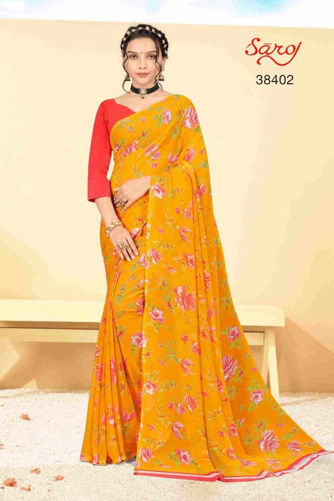 Saroj Spring Georgette vol 5 Regular Wear Georgette Saree On Wholesale
