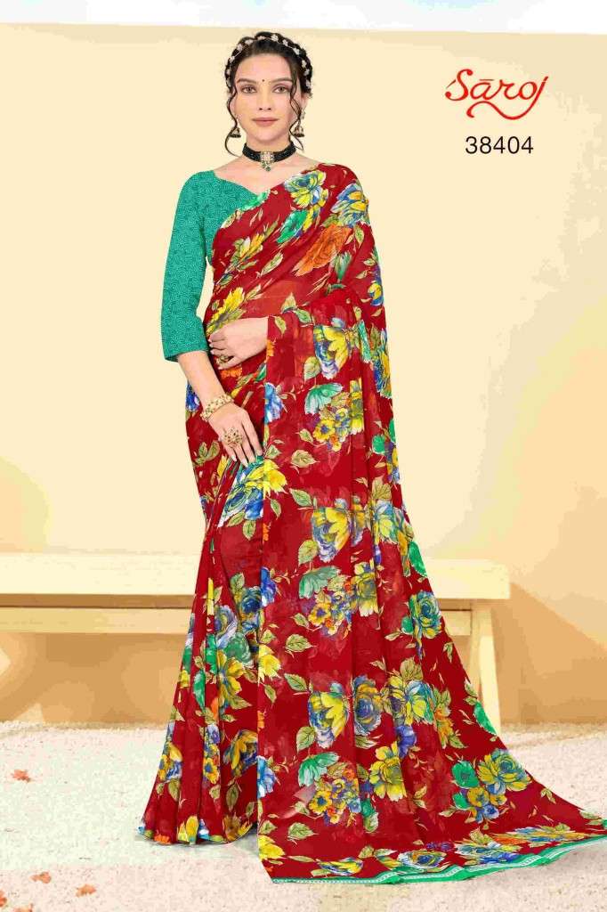 Saroj Spring Georgette vol 5 Regular Wear Georgette Saree On Wholesale