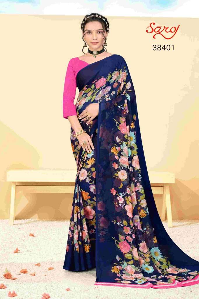 Saroj Spring Georgette vol 5 Regular Wear Georgette Saree On Wholesale
