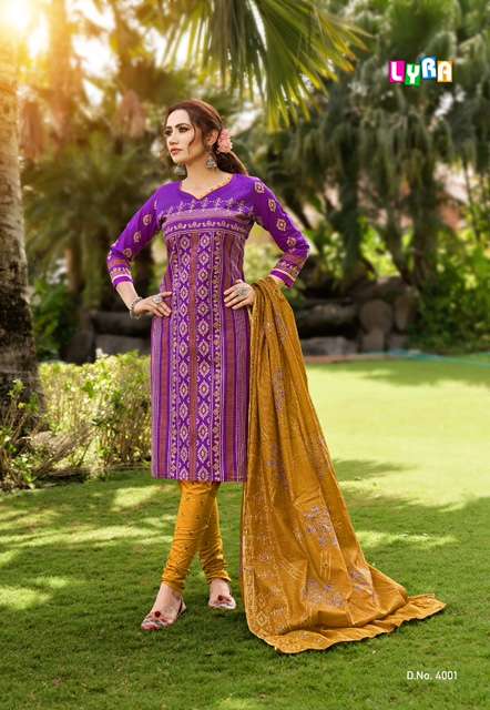 Sc Present Lyra Vol-4 Series 4001-4010 Cotton Printed Low Range Suit On Wholesale