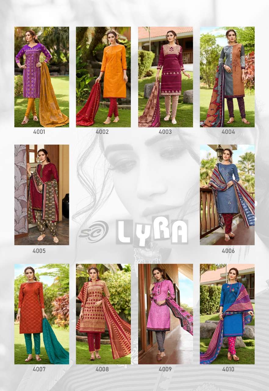 Sc Present Lyra Vol-4 Series 4001-4010 Cotton Printed Low Range Suit On Wholesale