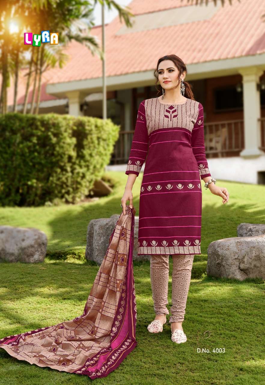 Sc Present Lyra Vol-4 Series 4001-4010 Cotton Printed Low Range Suit On Wholesale