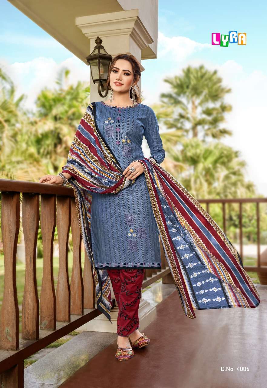 Sc Present Lyra Vol-4 Series 4001-4010 Cotton Printed Low Range Suit On Wholesale