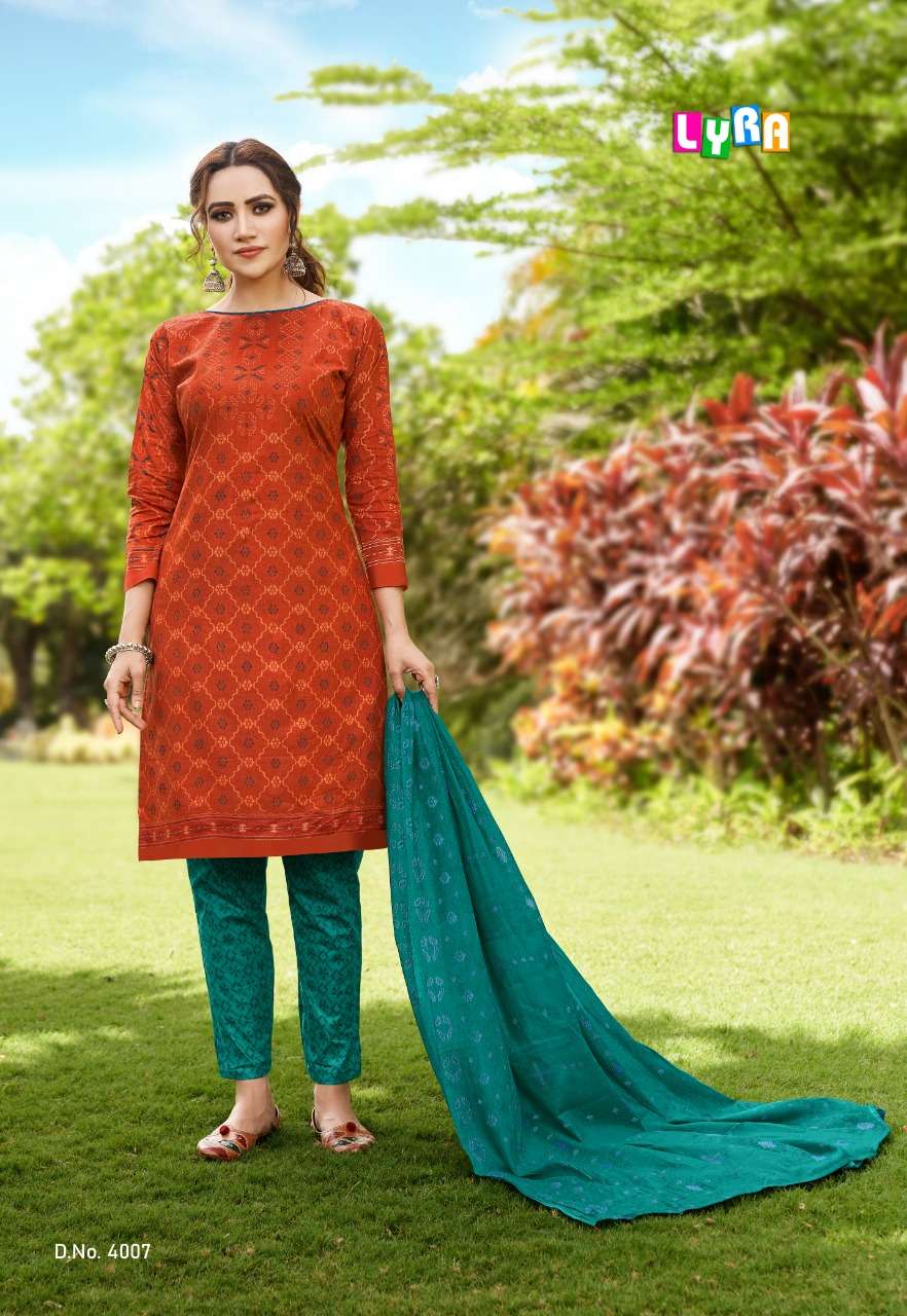 Sc Present Lyra Vol-4 Series 4001-4010 Cotton Printed Low Range Suit On Wholesale