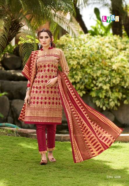 Sc Present Lyra Vol-4 Series 4001-4010 Cotton Printed Low Range Suit On Wholesale