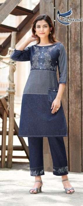 Seriema Kumb Westin Fancy Denim Kurti With Pant Collection On Wholesale