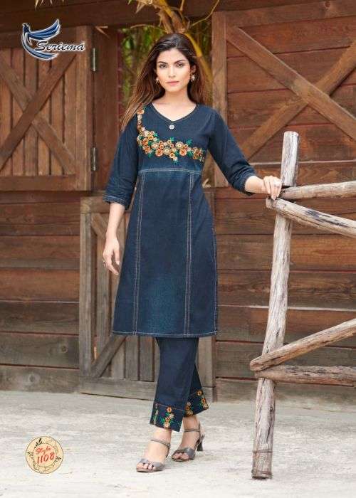 Seriema Kumb Westin Fancy Denim Kurti With Pant Collection On Wholesale