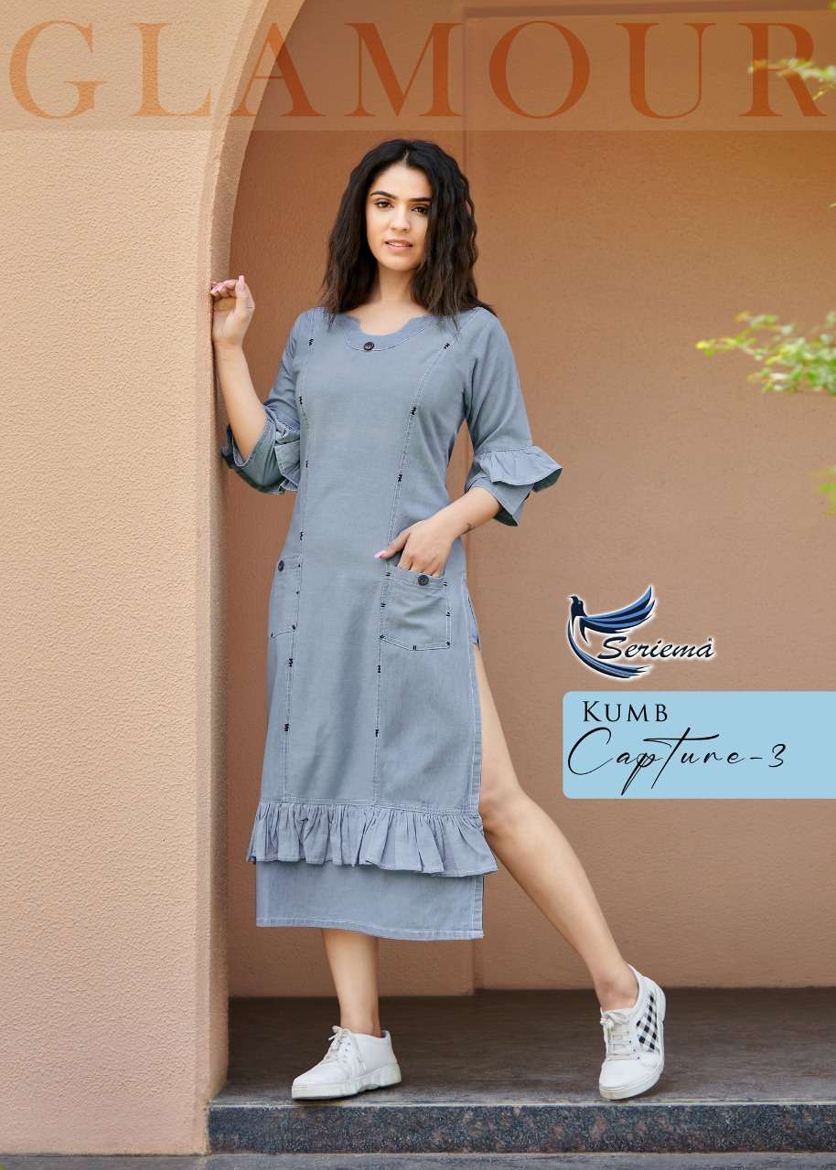 SERIEMA launches Different Shades Of Denim Kurti On Aari Hand Work On Wholesale