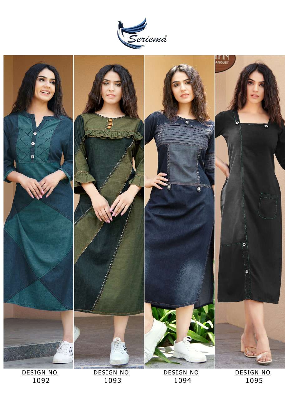 SERIEMA launches Different Shades Of Denim Kurti On Aari Hand Work On Wholesale