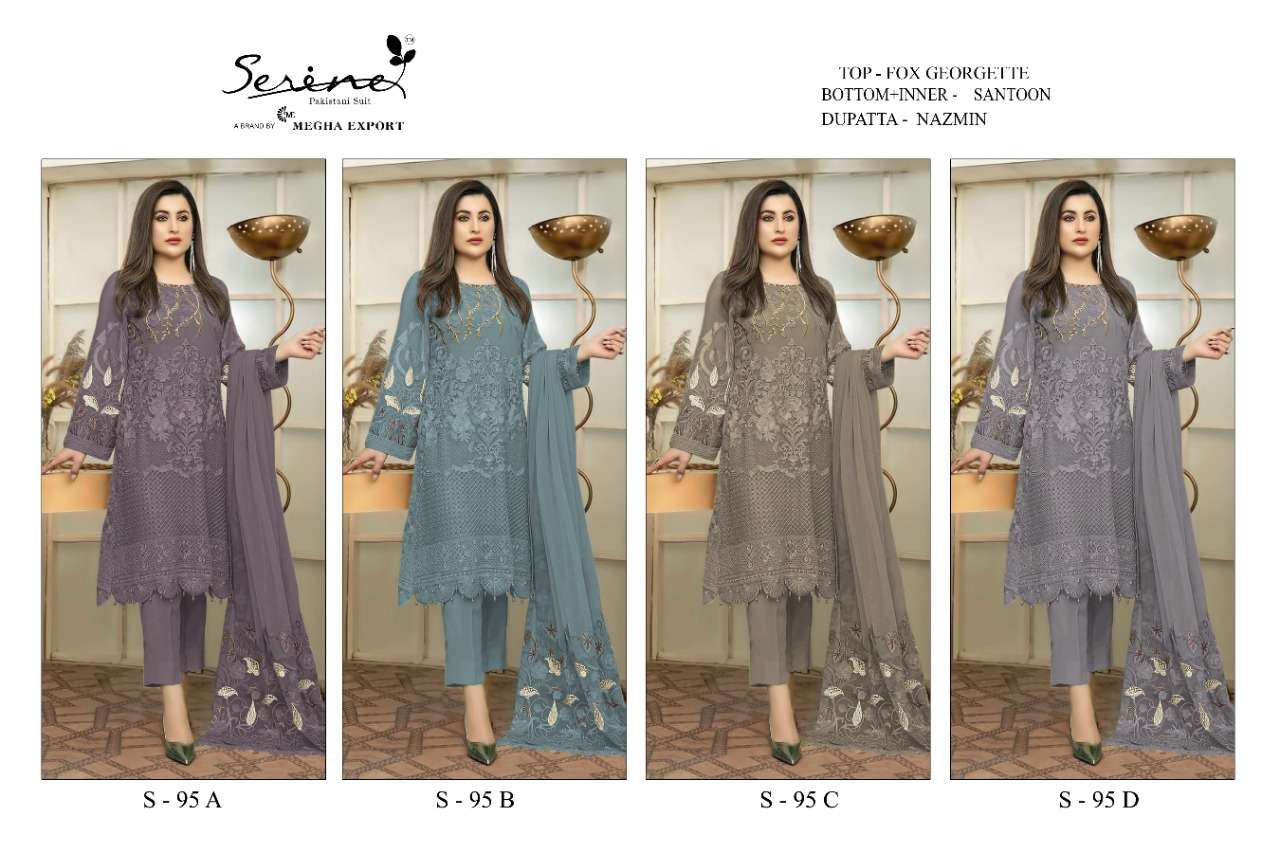 SERINE S-95 A To D Handwork, Pearl And Mirrors Salwar Suit On Wholesale