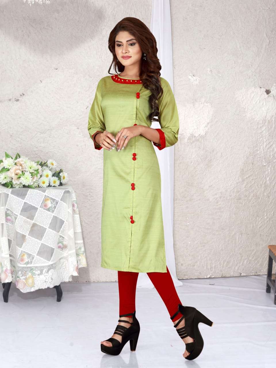 SHIV TEXTILES Launch Wholesale Kurti On Denial Silk With Heavy Rayon