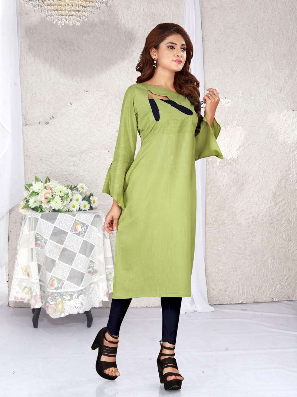SHIV TEXTILES Launch Wholesale Kurti On Denial Silk With Heavy Rayon