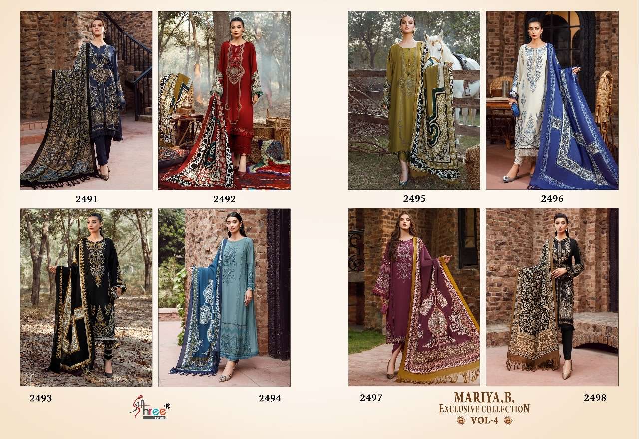 Shree Fab Maria B Vol 4 Exclusive Pure Heavy Reyon Cotton Kasmiri Self Embroidery On Wholesale