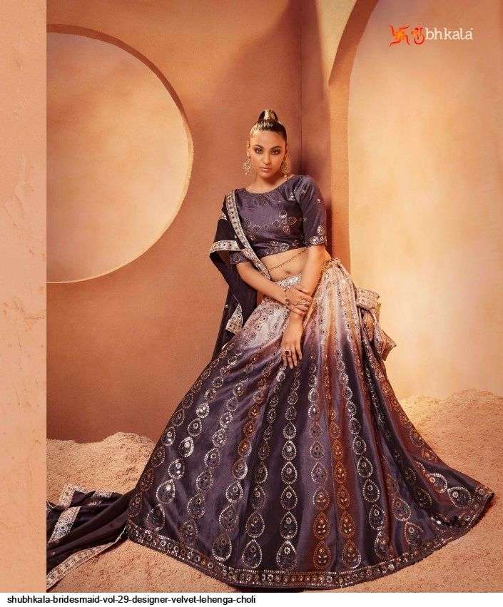 Shubhkala  Bridesmaid Vol 29 Designer Velvet Lehanga Choli On Wholesale