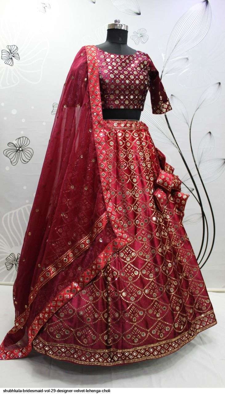 Shubhkala Vol 29 Bridesmaid Designer Velvet Lehanga Choli On Wholesale