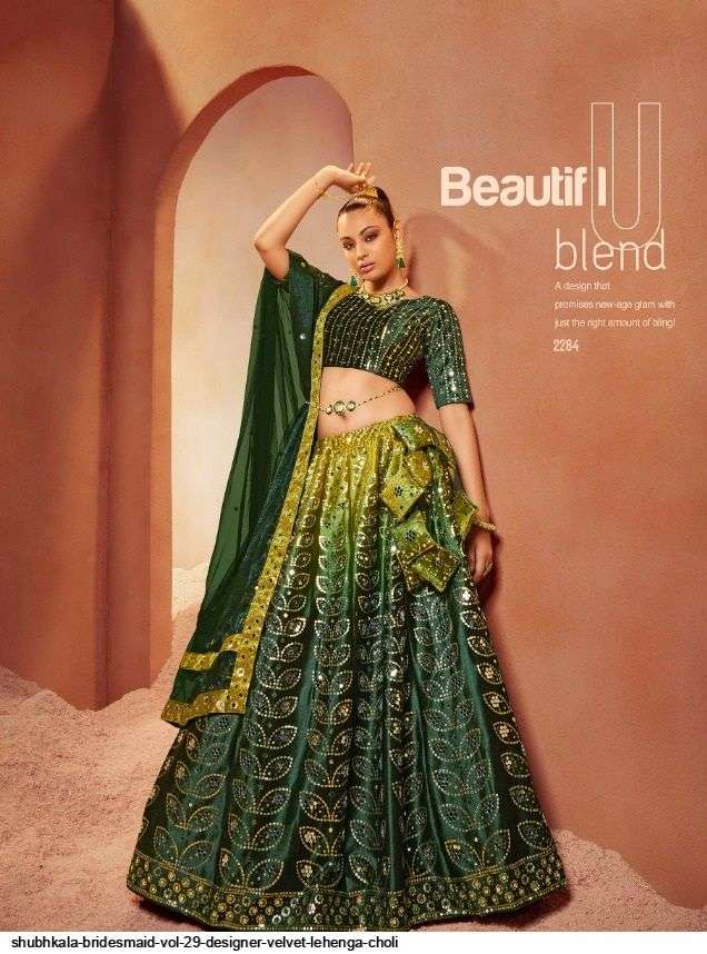 Shubhkala Vol 29 Bridesmaid Designer Velvet Lehenga Choli On Wholesale