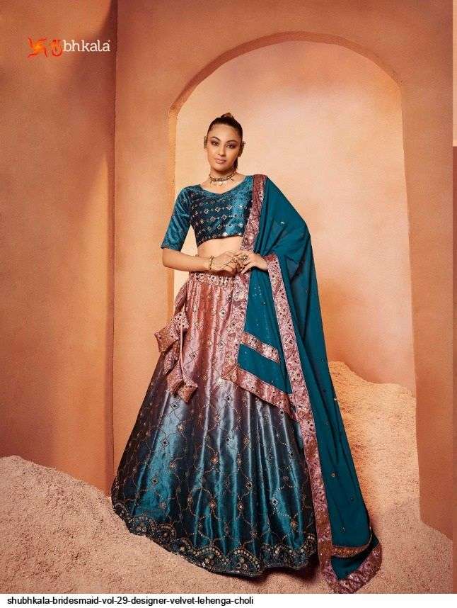 Shubhkala Vol 29 Bridesmaid Stylish Velvet Lehanga Choli On Wholesale 