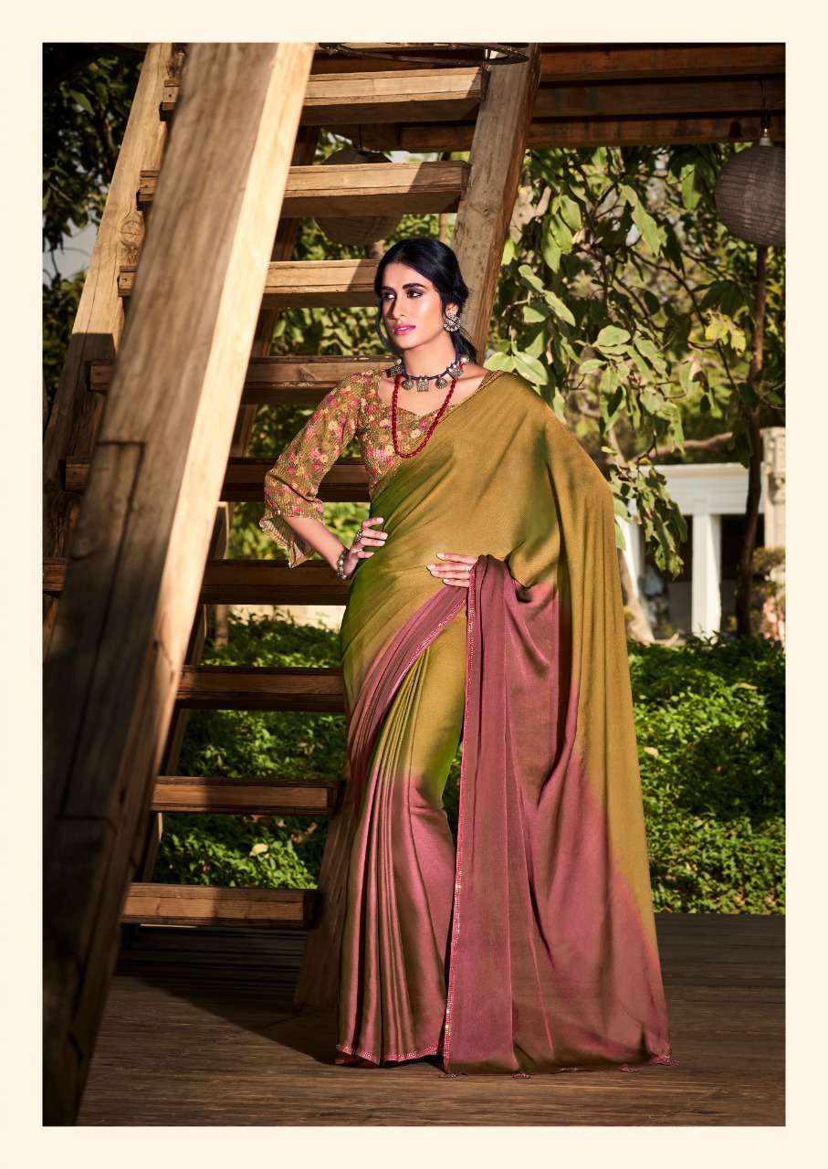 SR ARUNA VOL 2  3D VELVET CHIFFON With Sequence Blouse On Wholesale