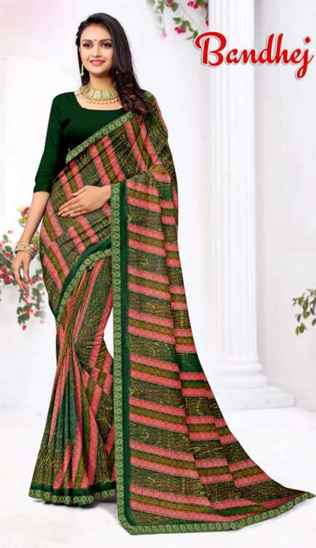 Surendra Bandhej Fancy Printed Saree on Wholesale